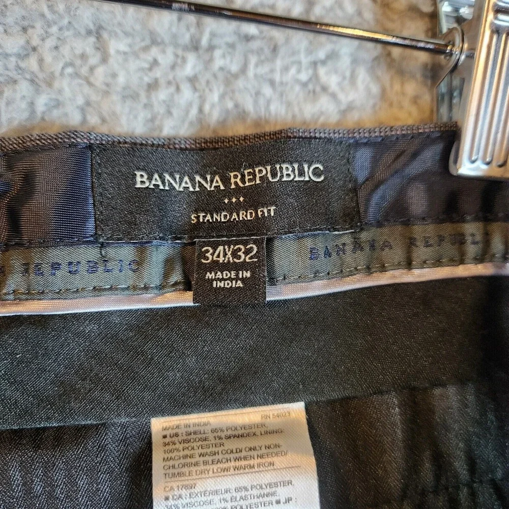 Banana Republic Dress Pants Men's 34x32 Gray Standard Fit Stretch Straight Leg